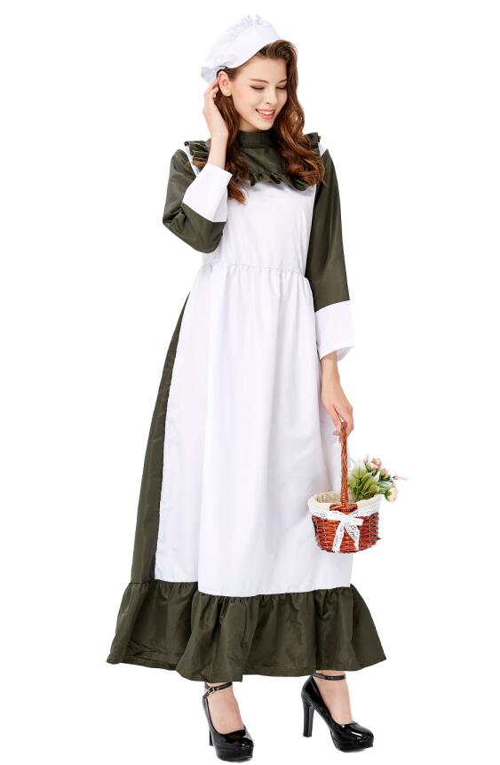 F1935 Traditional Housemaid Long Dress Adult Cosplay Party Costume